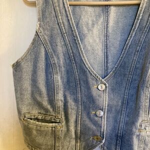 Blue Denim Vest with Vintage Look